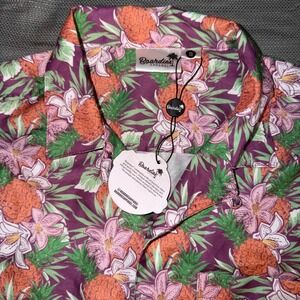 Boardies Apparel Mens Small Floral Short Sleeve Button Down Shirt
